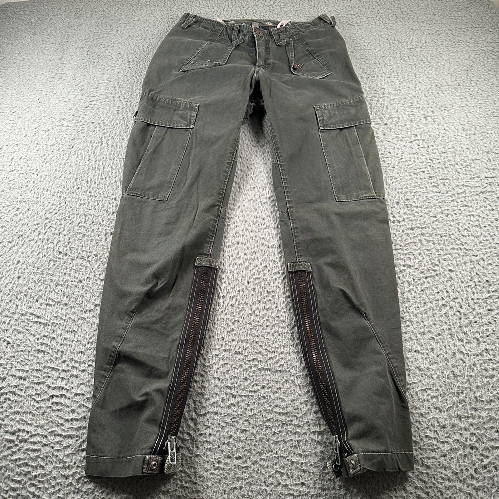 Rogan NYC Cargo Pants Womens 27 Olive Green Cotton Zip Leg Utility Made‎ In USA